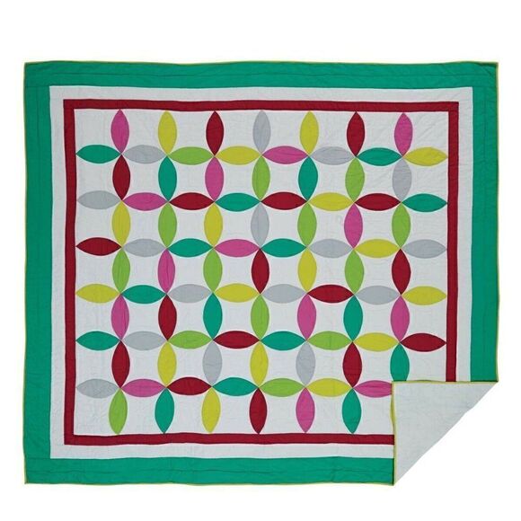 Farmhouse BOHO 100% Cotton KING Quilt Set Rainbow Pinwheel Eclectic Modern - Picture 3 of 3